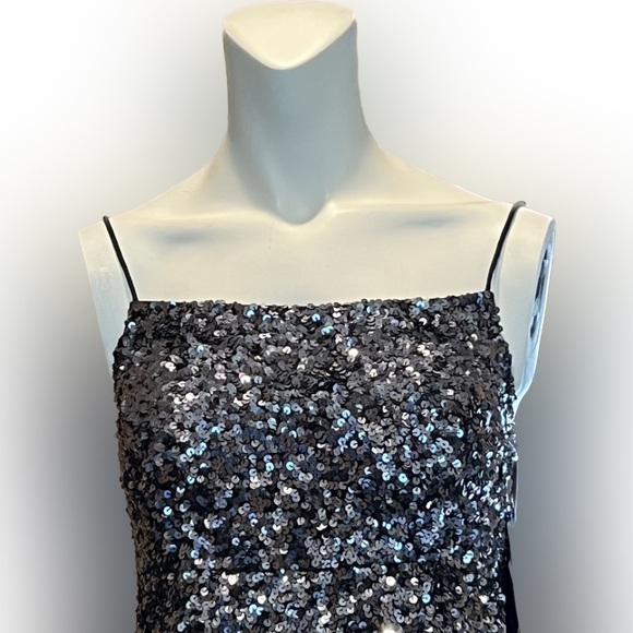 NWT Sean Collection Sequin Asymmetrical Camisole Silver Spaghetti Straps SZ XS - Picture 6 of 16